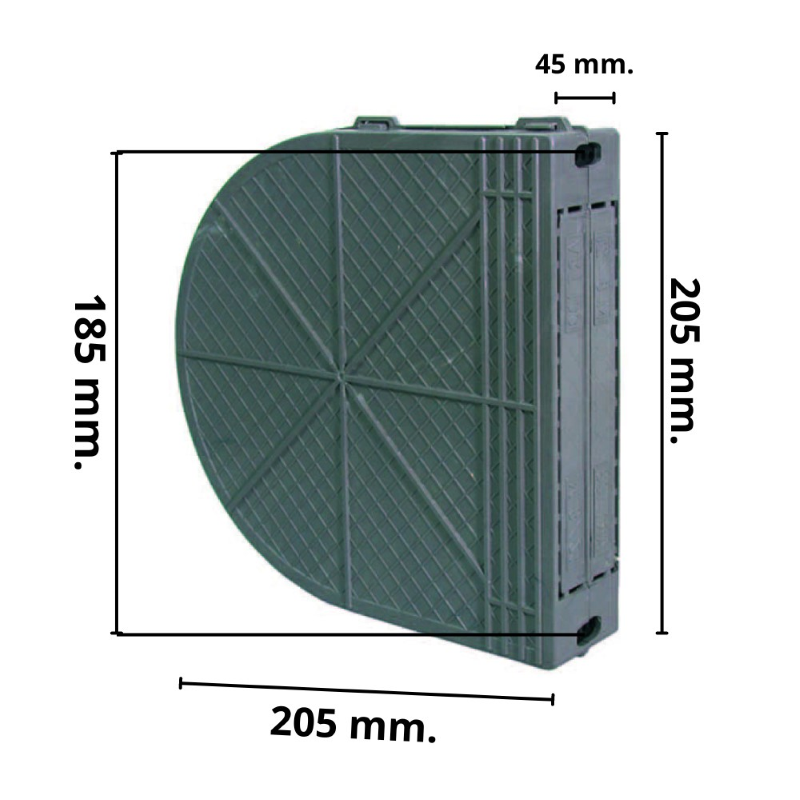 SCATOLA AVVOLGITORI IN PLASTICA -interforo cm.18,5 - dim.ingombro cm.20,5x4,5x20,5