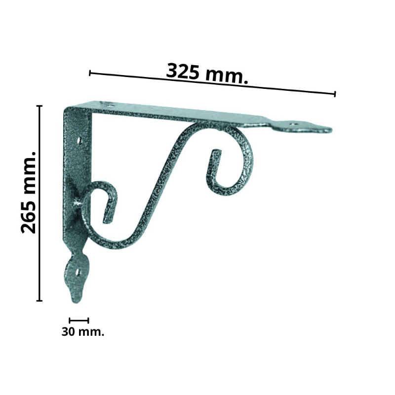 MENSOLE ORNAMENTALI BRACKETS EXTRA STRONG NERO/ARGENTO - mm.325x30x265h.