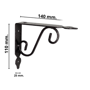 MENSOLE ORNAMENTALI BRACKETS EXTRA STRONG NERO/BRONZO     - mm.140x25x110h.