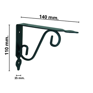 MENSOLE ORNAMENTALI BRACKETS EXTRA STRONG NERE     - mm.140x35x110h.