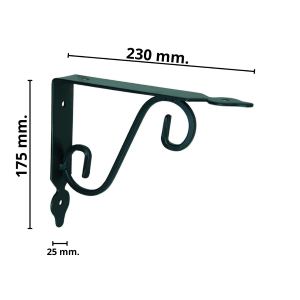 MENSOLE ORNAMENTALI BRACKETS EXTRA STRONG NERE     - mm.230x25x175h.