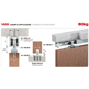 KIT COMPLETO BINARIO PER PORTA SCORREVOLE MT. 1,90 - 1400/019