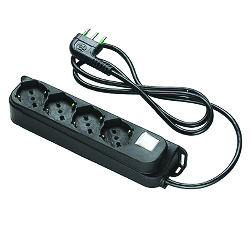 MULTIPRESA 4 POSTI BIPASSO + SCHUKO CON INTERRUTT. "LINEA RETAIL" NERA- nera 47421