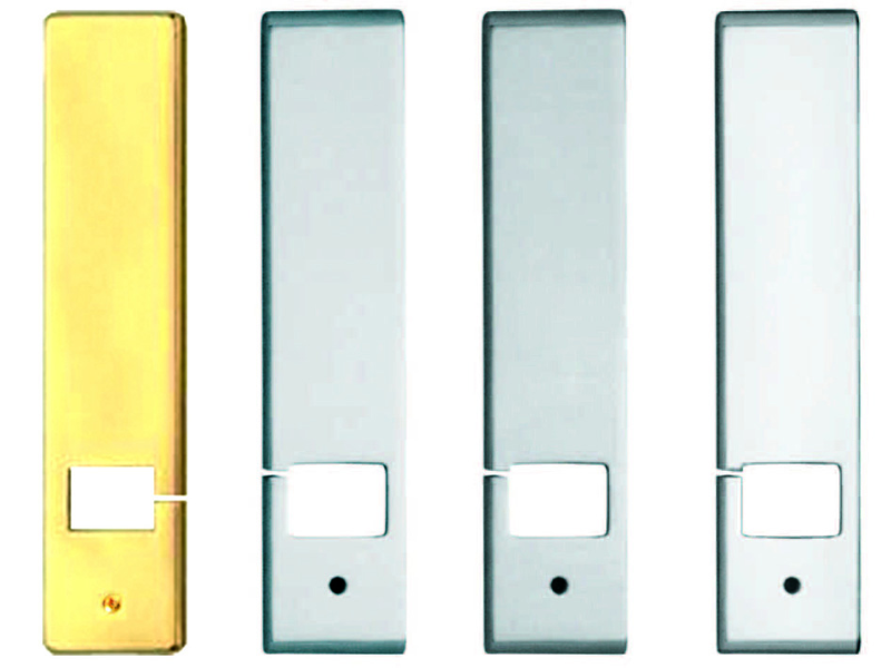 COPRIAVVOLGITORE RETTANGOLARE C/ TAGLIO LATERALE MODELLO EKO IN OTTONE- mm.53x240h. in ottone verniciato bianco