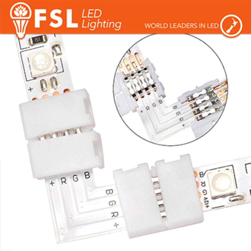 CONNETTORE RAPIDO L PER STRIP 10MM LED RGB