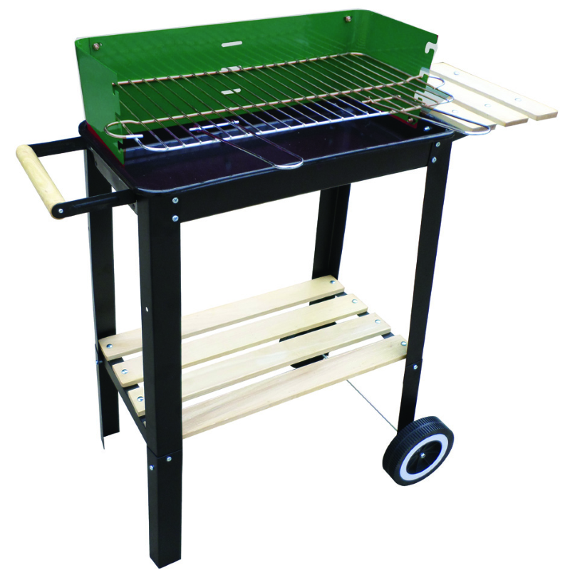 BARBECUE RETTANGOLARE CON PIANI LEGNO "KANSAS"- bracere cm.50x26