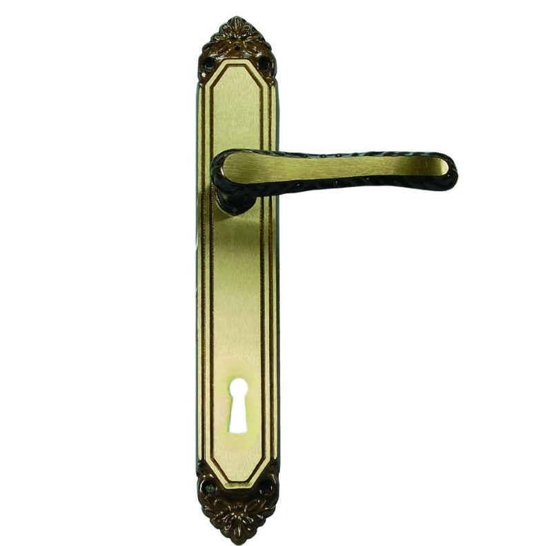 MANIGLIA LAVINIA CON PLACCA IN OTTONE - mm.90 tipo leggero