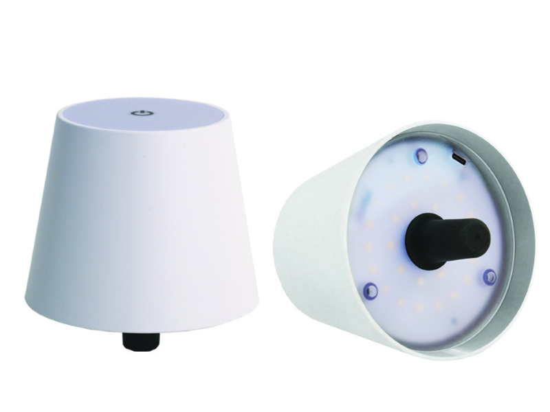 LAMPADA DA TAVOLO A LED RICARICABILE A TAPPO BIANCA- mm.105x90h.