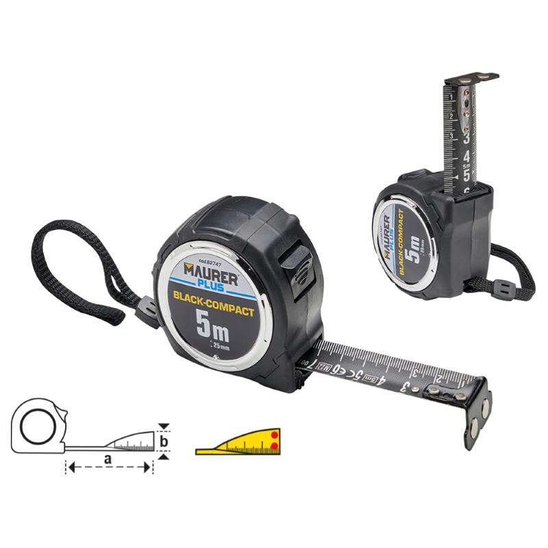 FLESSOMETRO BLACKSTAR NERO WATERPROOF MM25X5M