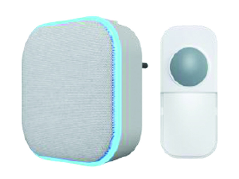 CAMPANELLO WIRELESS KINDOOR - colore bianco con finitura in tessuto grigio