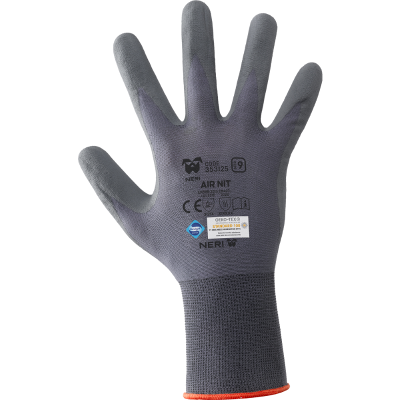 GUANTI FILO CONTINUO NYLON ELASTICIZZATO NITRILE AIR NIT GRIGIO TG.7
