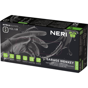 GUANTI NITRILE NERO GARAGE MONKEY PZ. 50 - 9 L