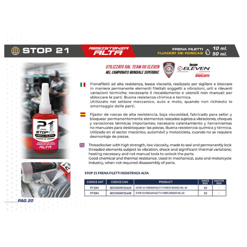 FRENAFILETTI 21 STOP RESISTENZA ALTA ROSSO - ml.10