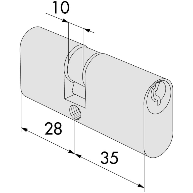 CILINDRI A INFILARE CISA TIPO OVALE 08210 - mm.63 decentrato (28x35) (08210060) 