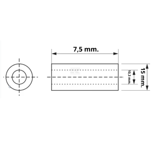 BOCCOLA DISTANZIALE NYLON - 10.3x15x7.5 mm.