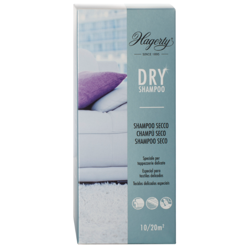 PULITORE IN POLVERE DRY SHAMPOO PER TESSUTI, TAPPETI,  MOQUETTE, TAPPEZZERIA HAGERTY - gr.500