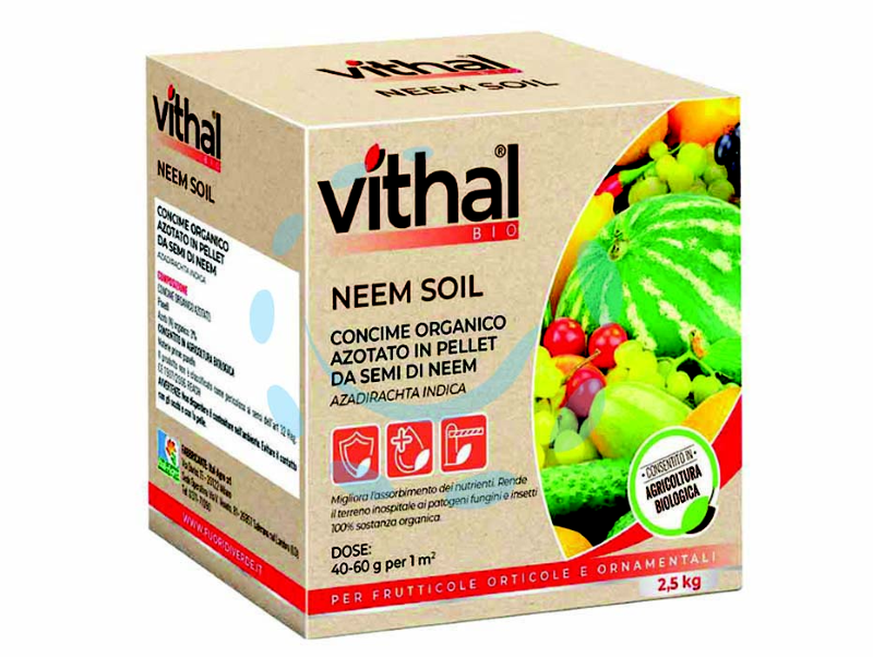 CONCIME INTEGRATORE ORGANICO AZOTATO IN PELLET NEEM SOIL VITHAL BIO -  KG.2,5
