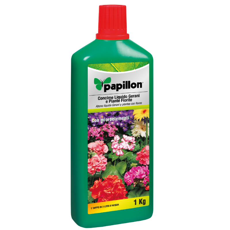 CONCIME LIQUIDO PER GERANI E PIANTE FIORITE PAPILLON - KG.1