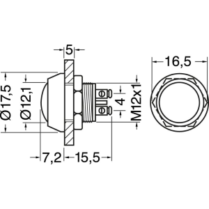 PULSANTE MINI STAGNO ANTIVANDALO CON AUTORITORNO