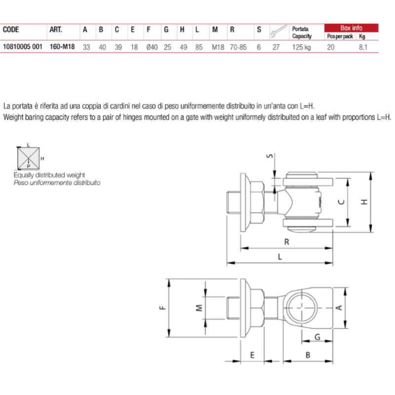 CARDINE A SALDARE REGOLABILE COMUNELLO A.160 - M18