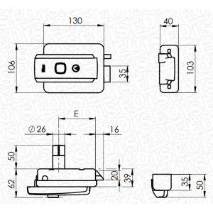 ELETTROSERR. PER CANCELLI CON TETTO FORO VARIABILE REVERSIBILE 52N515 - mm.50-80 DX/SX (52N515)