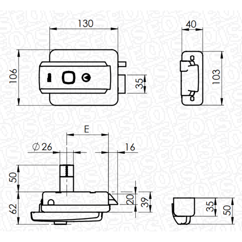 ELETTROSERR. PER CANCELLI CON TETTO FORO VARIABILE REVERSIBILE 52N515 - mm.50-80 DX/SX (52N515)