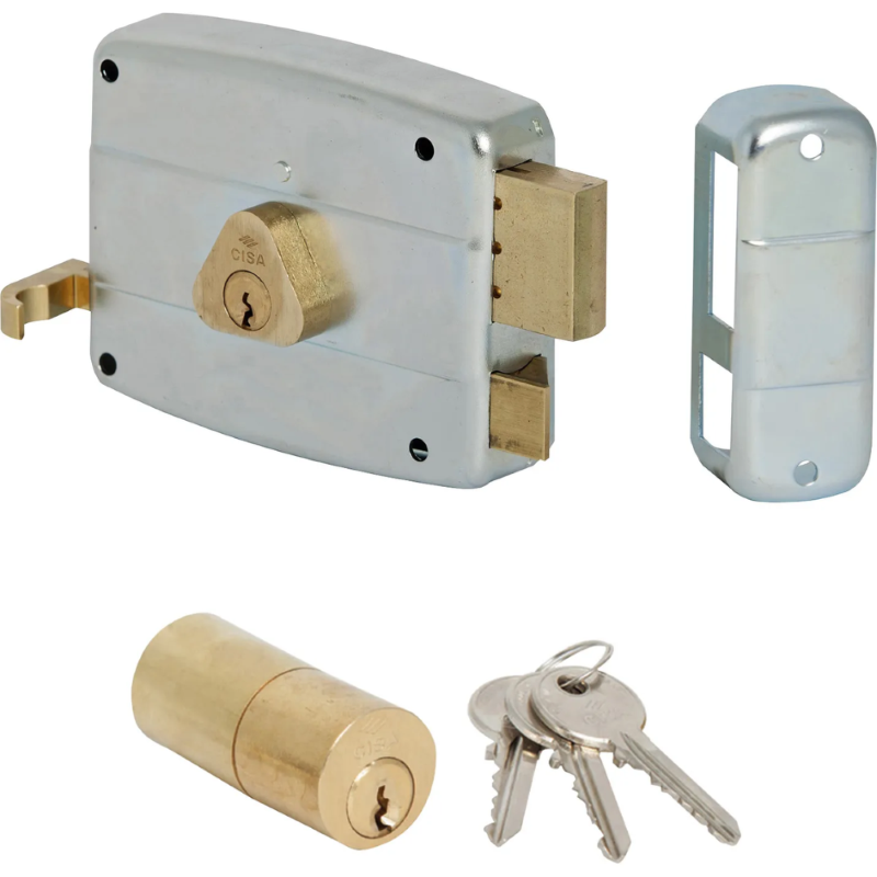 SERRATURA APPLICARE CATENACCIO E SCROCCO DOPPIO CILINDRO FISSO 50521 - mm.70 DX (50521701)