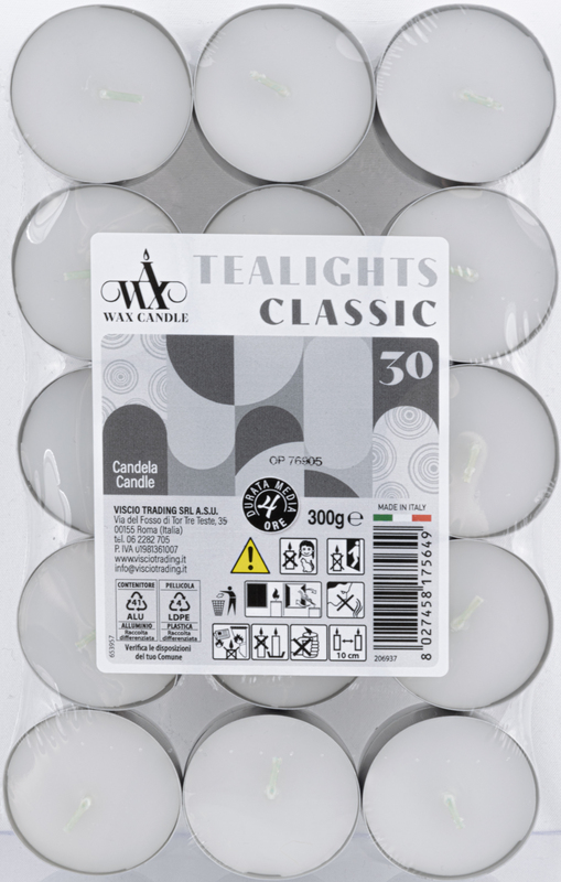 TEALIGHT 30PZ GR.10 BIANCHE 4H WAX