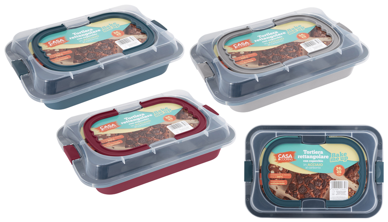 TORTIERA RETTANGOLARE C/COPERCHIO BAKE