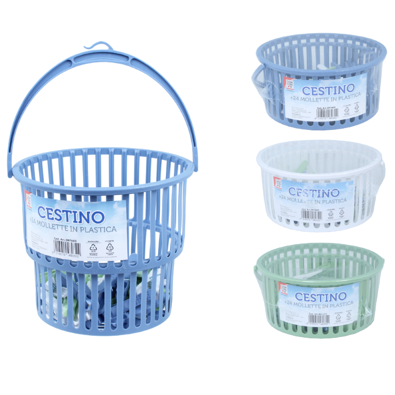 CESTINO CON 24 MOLLETTE BUCATO COLORI ASSORTITI