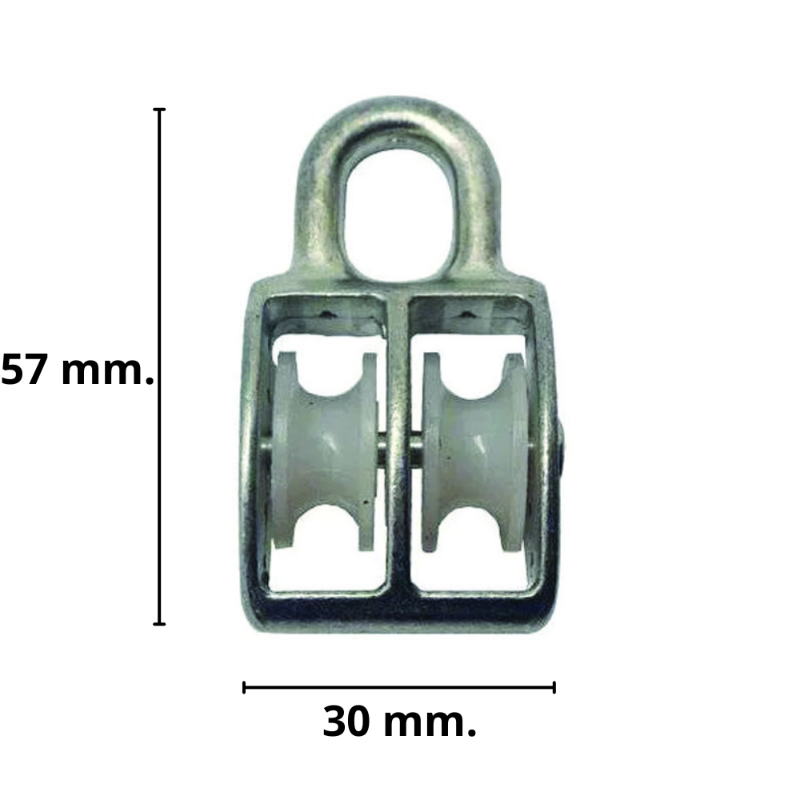 CARRUCOLA DOPPIA FISSA IN ACCIAIO NICHELATO- ø mm.60
