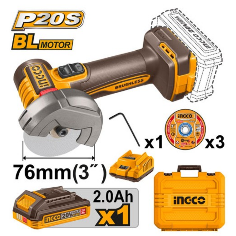 MINI SMERIGLIATRICE CON 3 DISCHI ABRASIVI E VALIGETTA INGCO - 76 MM.